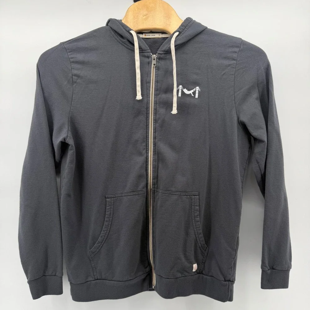 Marine Layer Zip Hoodie Mens XL‎ Gray Cotton Tencel Modal Hammock Graphic
